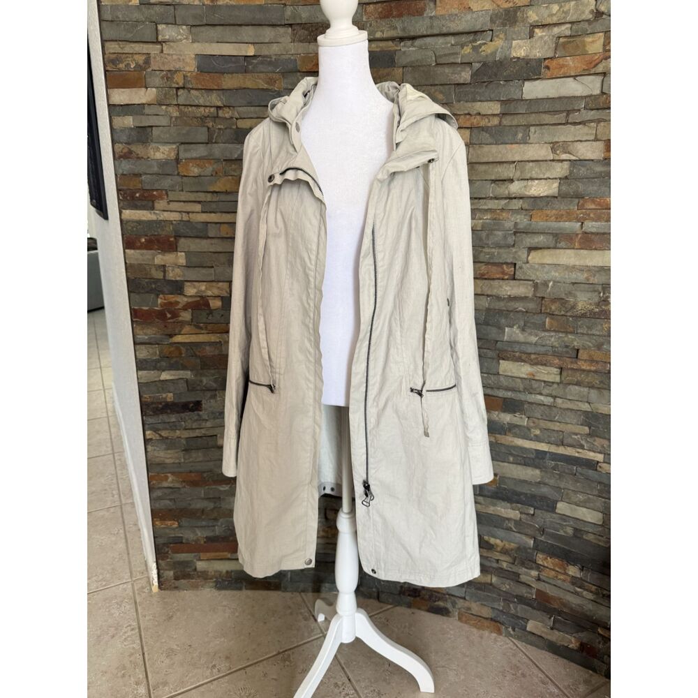 Peruvian Connection Hooded Anorak Raincoat NWT, Beige/Stone
